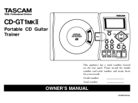 Tascam CD-GT1-Mk2 - Owners Manual